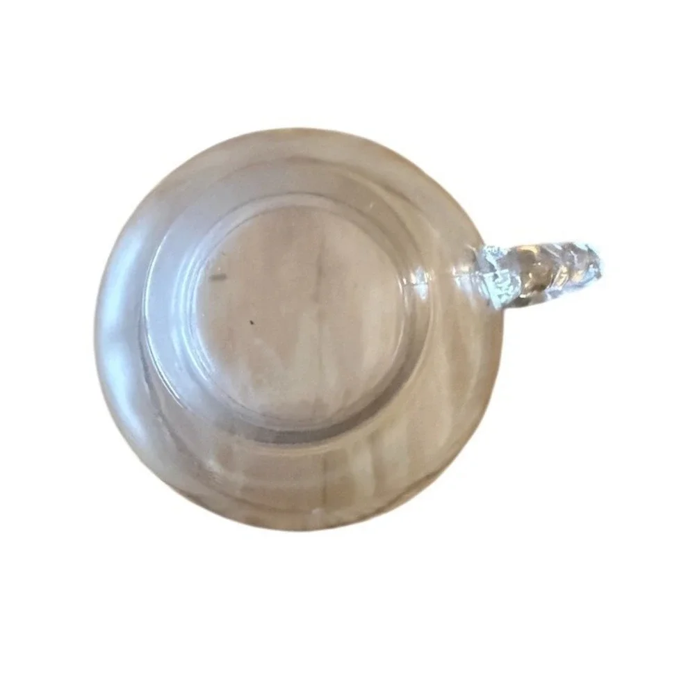 Federal Glass Homestead‎ Clear Pressed Glass Punch Tea Cup Beaded Handle